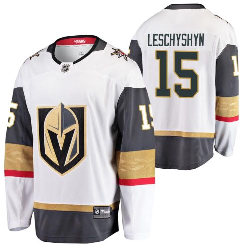 Men Vegas Golden Knights Jake Leschyshyn 15 2023 Away Player White Jersey Jersey