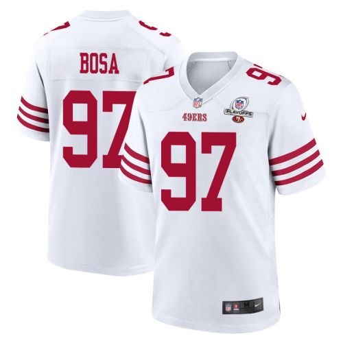 Nick Bosa 97 San Francisco 49ers 2023 Playoffs Patch Game Men Jersey - White