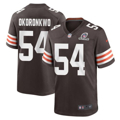 Ogbo Okoronkwo 54 Cleveland Browns 2023 Playoffs Patch Game Men Jersey - Brown