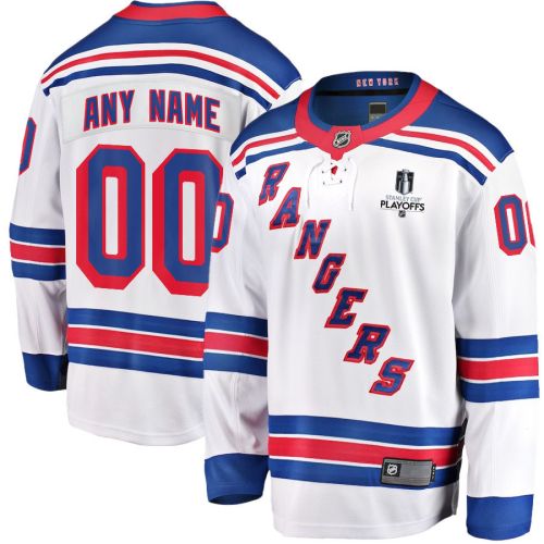 New York Rangers Stanley Cup 2023 Playoffs Patch Away Breakaway Custom Men Jersey - White