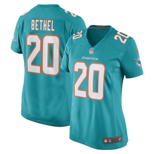 Justin Bethel 20 Miami Dolphins Women Game Jersey - Aqua