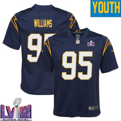 Nick Williams 95 Los Angeles Chargers Super Bowl LVIII YOUTH Alternate Game Jersey - Navy