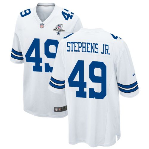 John Stephens Jr. 49 Dallas Cowboys 2023 Playoffs Patch Game Men Jersey - White