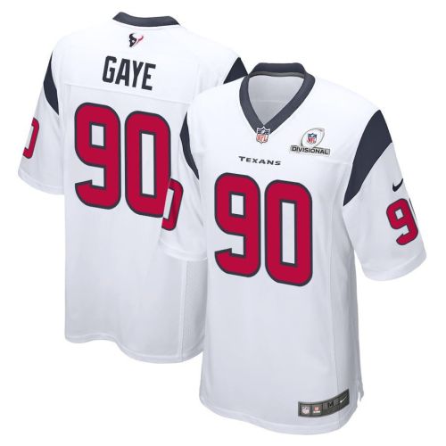 Ali Gaye 90 Houston Texans 2024 Divisional Patch Game Men Jersey - White