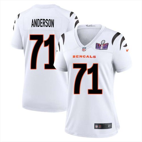 Willie Anderson 71 Cincinnati Bengals Super Bowl LVIII Women Away Limited Jersey - White