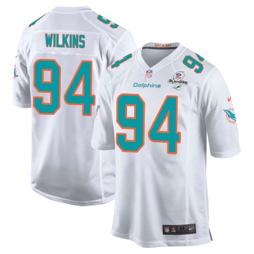 Christian Wilkins 94 Miami Dolphins 2023 Playoffs Patch Game Men Jersey - White