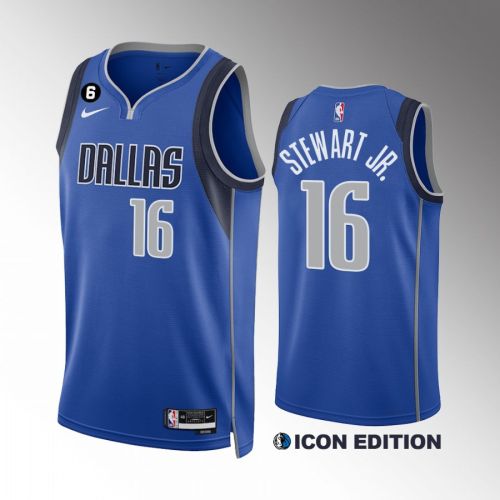 Dallas Mavericks D.J. Stewart Jr. 16 Royal Icon Edition Jersey 2022-23 Swingman