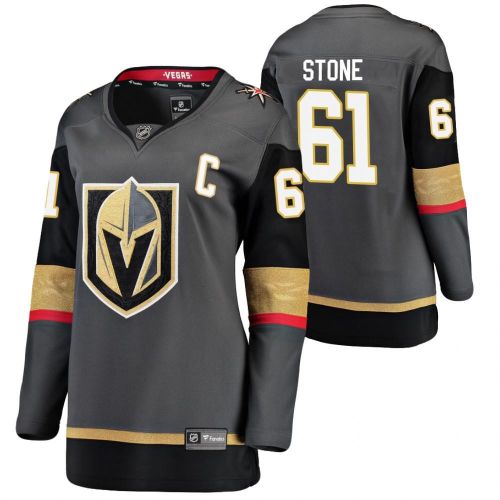 Women Vegas Golden Knights Mark Stone 61 Home Black 2021 Captain Jersey Jersey