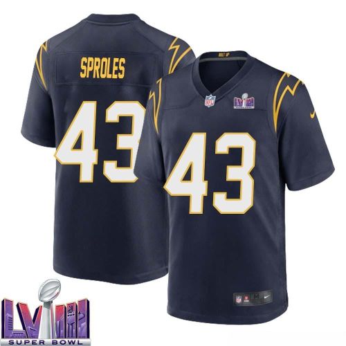 Darren Sproles 43 Los Angeles Chargers Super Bowl LVIII Men Alternate Game Jersey - Navy