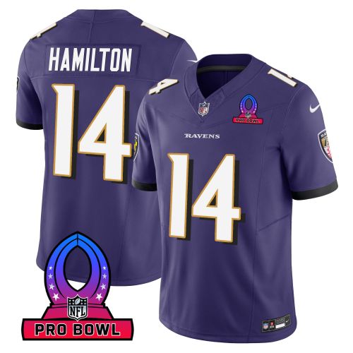 Kyle Hamilton 14 Baltimore Ravens 2024 Pro Bowl Patch Game Men Jersey - Purple