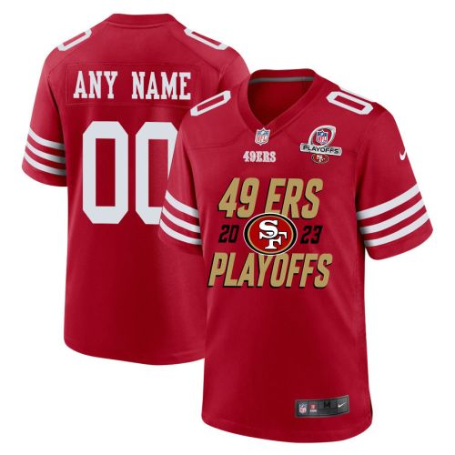 San Francisco 49ers 2023 Playoffs Iconic Game Men Custom Jersey - Scarlet