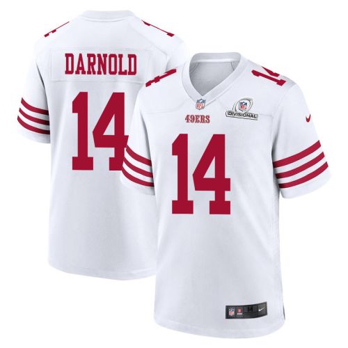 Sam Darnold 14 San Francisco 49ers 2024 Divisional Patch Game Men Jersey - White