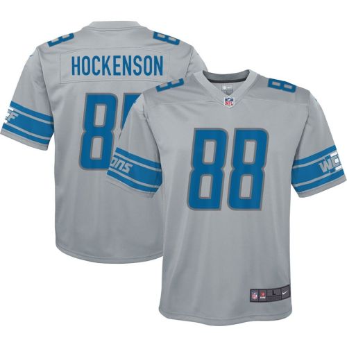 T.J. Hockenson 8 Detroit Lions YOUTH Inverted Game Jersey - Gray