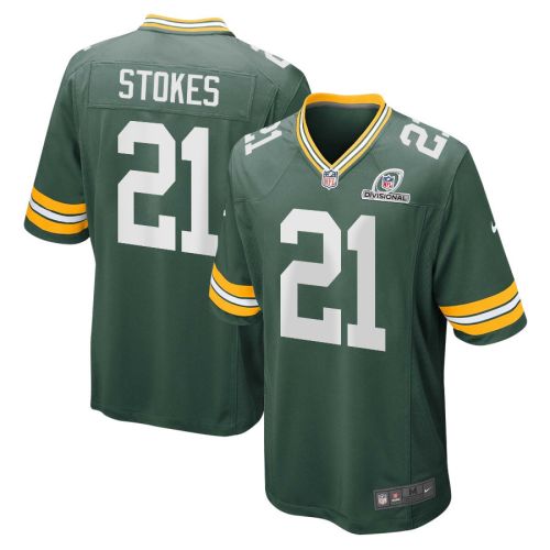 Eric Stokes 21 Green Bay Packers 2024 Divisional Patch Game Men Jersey - Green