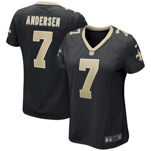 Morten Andersen 7 New Orleans Saints Women Game Retired Jersey - Black