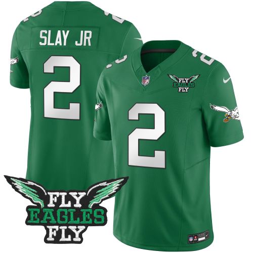 Darius Slay Jr. 2 Philadelphia Eagles Fly Eagles Fly Patch Alternate Game Men Jersey - Kelly Green