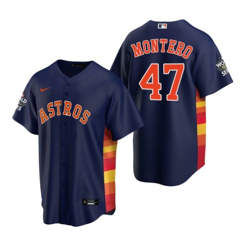 Men's Houston Astros Rafael Montero 47 Navy 2022-23 World Series Jersey