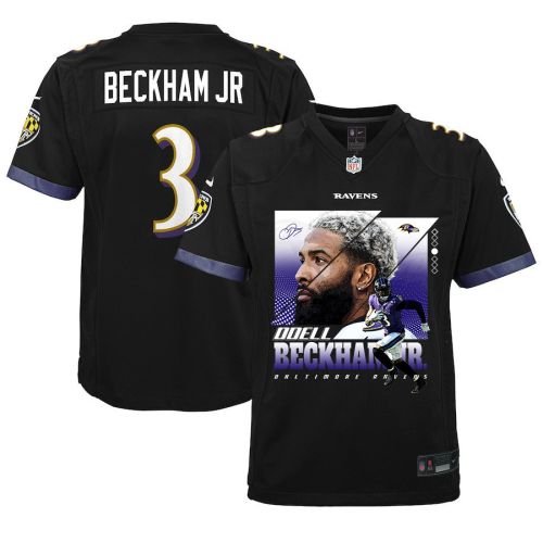 Odell Beckham Jr. 3 Baltimore Ravens Signed Glass Game YOUTH Jersey - Black