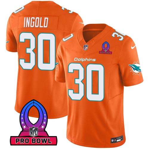 Alec Ingold 30 Miami Dolphins 2024 Pro Bowl Patch Game Men Jersey - Orange