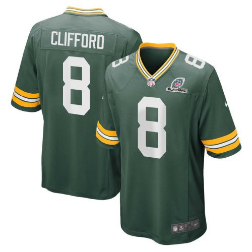 Sean Clifford 8 Green Bay Packers 2023 Playoffs Patch Game Men Jersey - Green