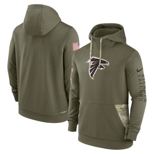 Atlanta Falcons 2022 Salute to Service Therma Performance Pullover Men Hoodie - Olive