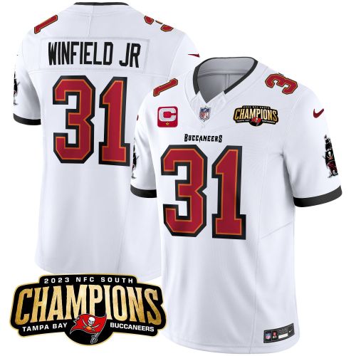 Antoine Winfield Jr. 31 Tampa Bay Buccaneers 2023 NFC South Champions Patch Game Men Jersey - White