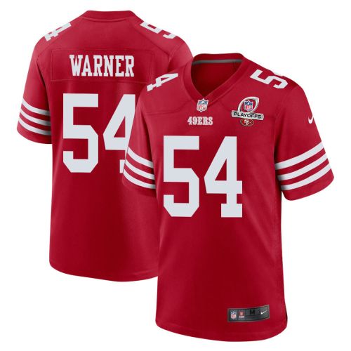 Fred Warner 54 San Francisco 49ers 2023 Playoffs Patch Game Men Jersey - Scarlet