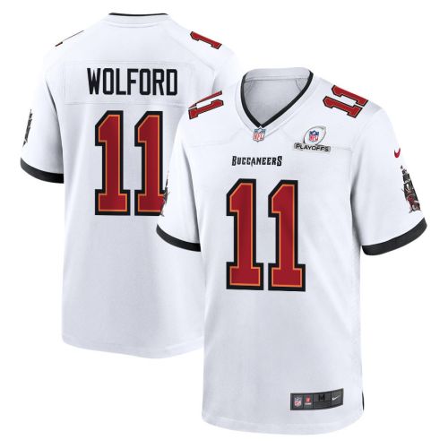 John Wolford 11 Tampa Bay Buccaneers 2023 Playoffs Patch Game Men Jersey - White