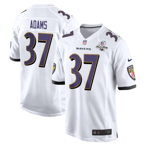 Andrew Adams 37 Baltimore Ravens 2023 Playoffs Patch Game Men Jersey - White