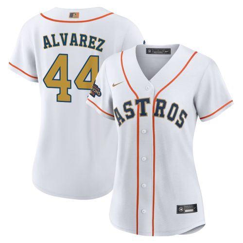 Yordan Alvarez 44 Houston Astros 2023 Gold Collection Women Jersey - White/Gold