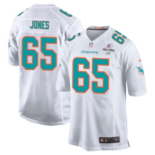 Robert Jones 65 Miami Dolphins 2023 Playoffs Patch Game Men Jersey - White