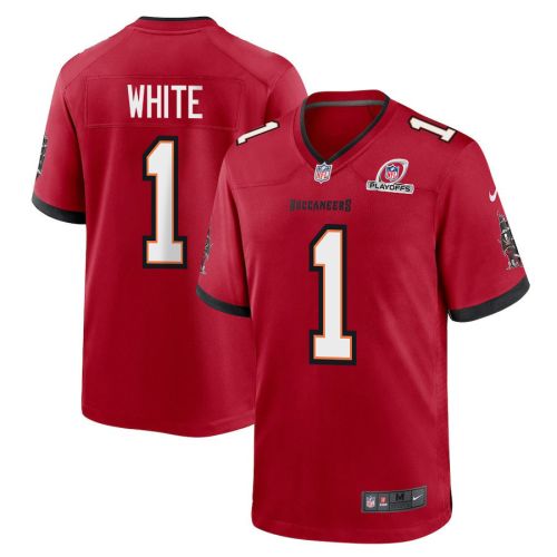 Rachaad White 1 Tampa Bay Buccaneers 2023 Playoffs Patch Game Men Jersey - Red