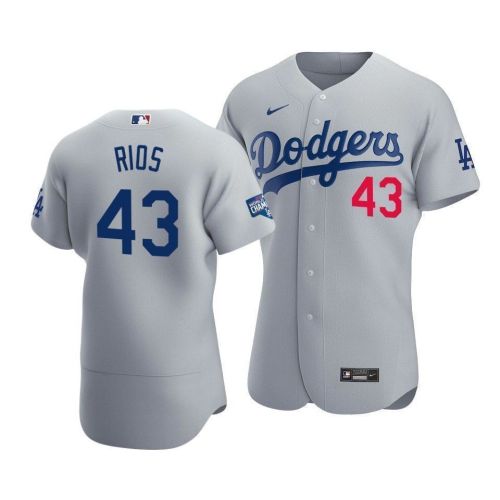 Men's Los Angeles Dodgers Edwin Rios 43 2020 World Series Champions Alternate Jersey Gray