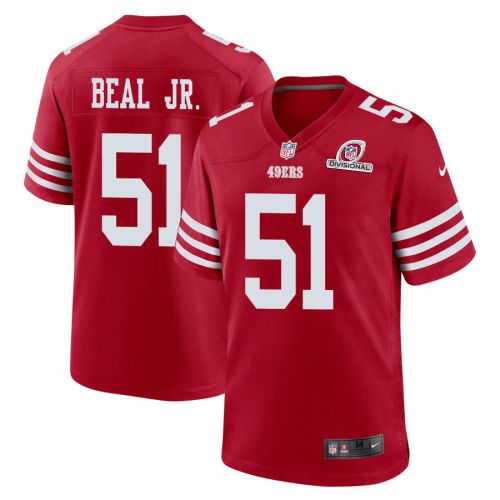 Robert Beal Jr. 51 San Francisco 49ers 2024 Divisional Patch Game Men Jersey - Scarlet