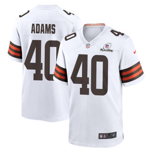 Matthew Adams 40 Cleveland Browns 2023 Playoffs Patch Game Men Jersey - White