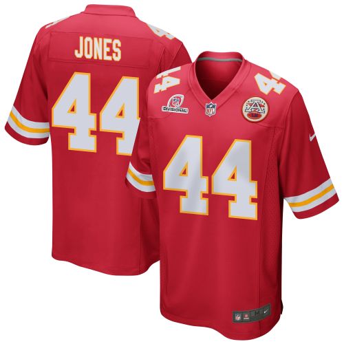 Cam Jones 44 Kansas City Chiefs 2024 Divisional Patch Game Men Jersey - Red