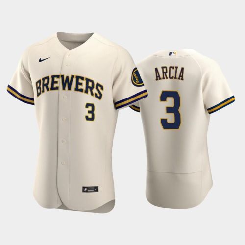 Milwaukee Brewers 3 Orlando Arcia Home Team Cream Jersey Jersey