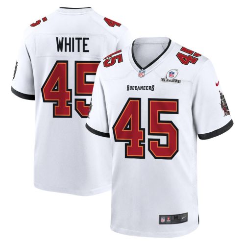 Devin White 45 Tampa Bay Buccaneers 2023 Playoffs Patch Game Men Jersey - White