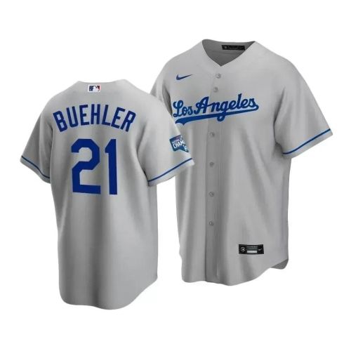 Men's Los Angeles Dodgers Walker Buehler 21 2020 World Series Champions Gray Road Jersey