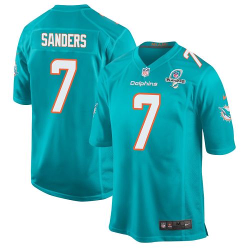 Jason Sanders 7 Miami Dolphins 2023 Playoffs Patch Game Men Jersey - Aqua