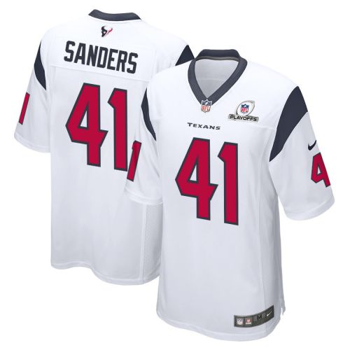 Myjai Sanders 41 Houston Texans 2023 Playoffs Patch Game Men Jersey - White