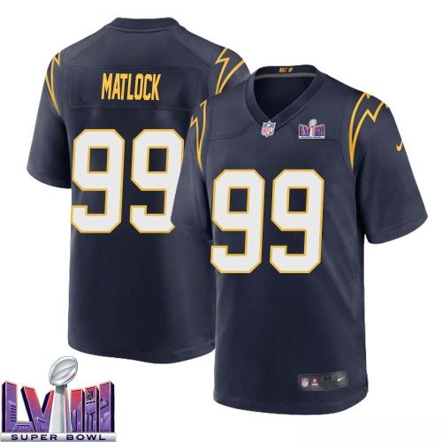 Scott Matlock 99 Los Angeles Chargers Super Bowl LVIII Men Alternate Game Jersey - Navy