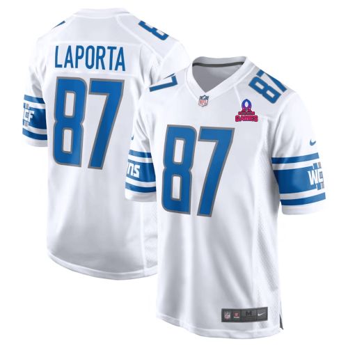 Sam LaPorta 87 Detroit Lions 2024 Pro Bowl Patch Game Men Jersey - White