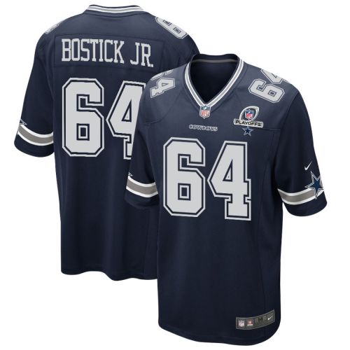 Earl Bostick Jr. 64 Dallas Cowboys 2023 Playoffs Patch Game Men Jersey - Navy