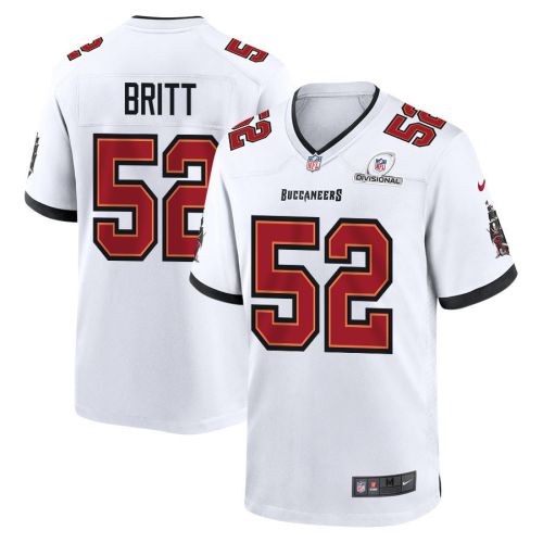 K.J. Britt 52 Tampa Bay Buccaneers 2024 Divisional Patch Game Men Jersey - White