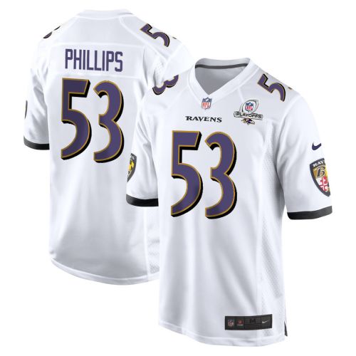 Del'Shawn Phillips 53 Baltimore Ravens 2023 Playoffs Patch Game Men Jersey - White