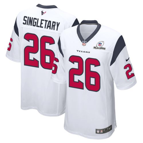 Devin Singletary 26 Houston Texans 2023 Playoffs Patch Game Men Jersey - White