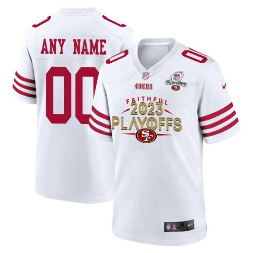 San Francisco 49ers Faithful 2023 Playoffs Game Men Custom Jersey - White