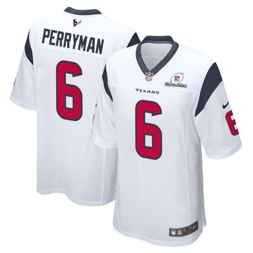 Denzel Perryman 6 Houston Texans 2024 Divisional Patch Game Men Jersey - White