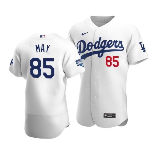 Men's Los Angeles Dodgers Dustin May 85 2020 World Series Champions Home Jersey White